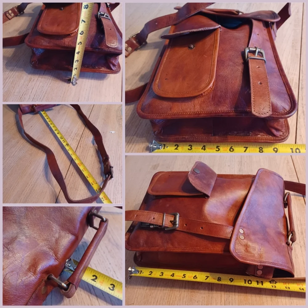 MEN'S VINTAGE LEATHER CROSSBODY MESSENGER BAG